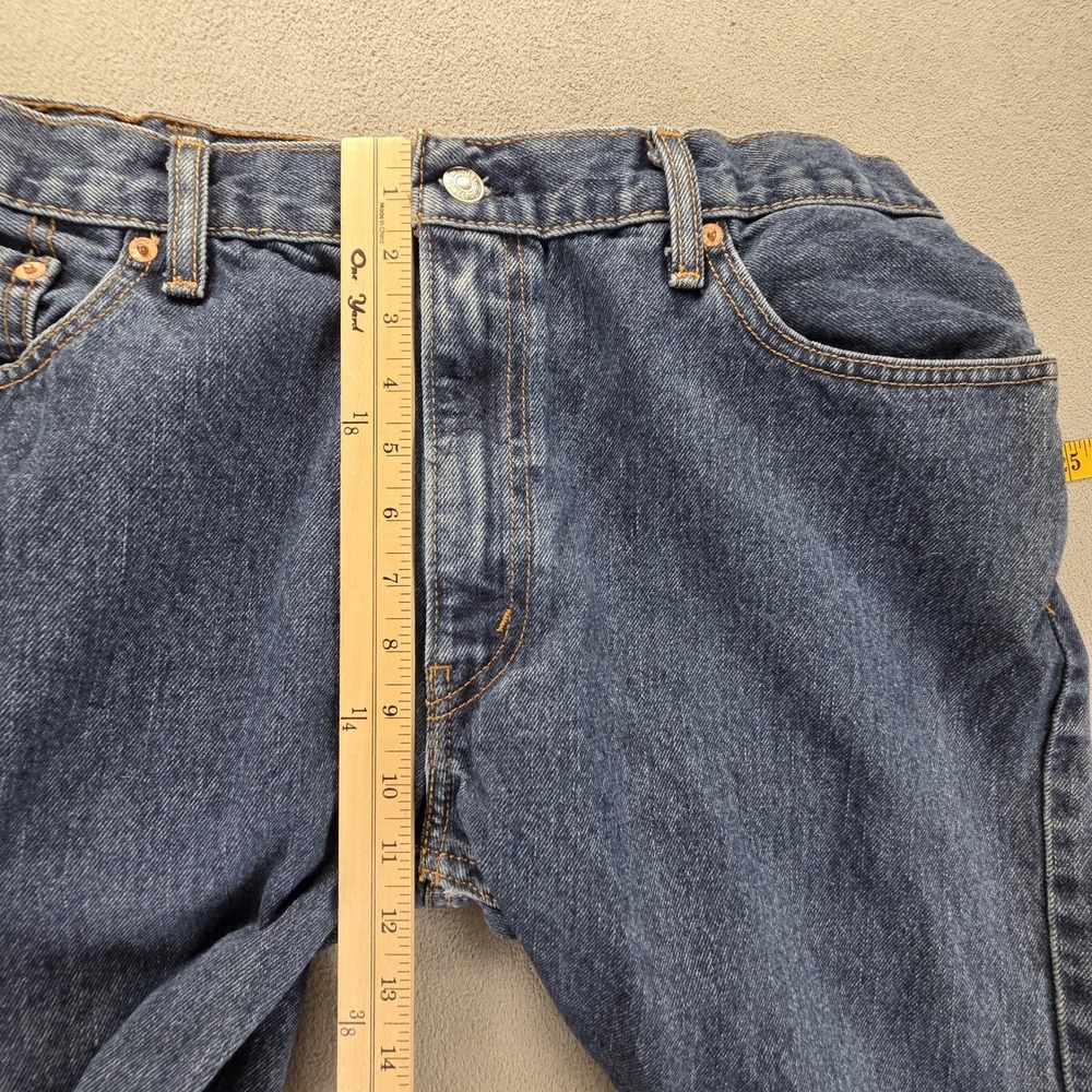 Levis 505 Jeans Mens Blue Medium Wash Regular Straight Denim Zip Fly Fits 36x30 - Picture 7 of 16